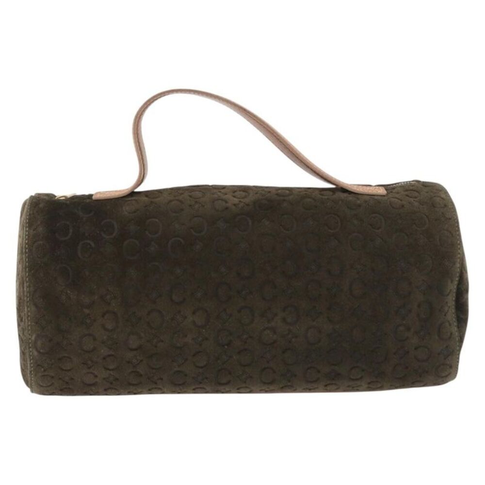 Celine C Macadam Suede And Leather Green Suede Handbag